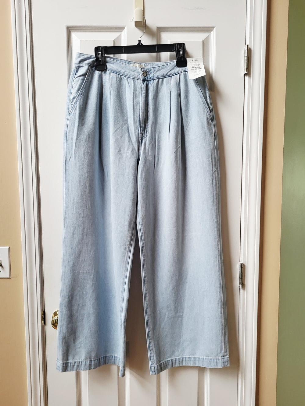 NWT Madewell The Curvy Harlow Wide-Leg Trouser Jean Light Wash Pleated Size W30